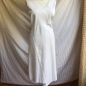 Nine West white linen faux wrap dress